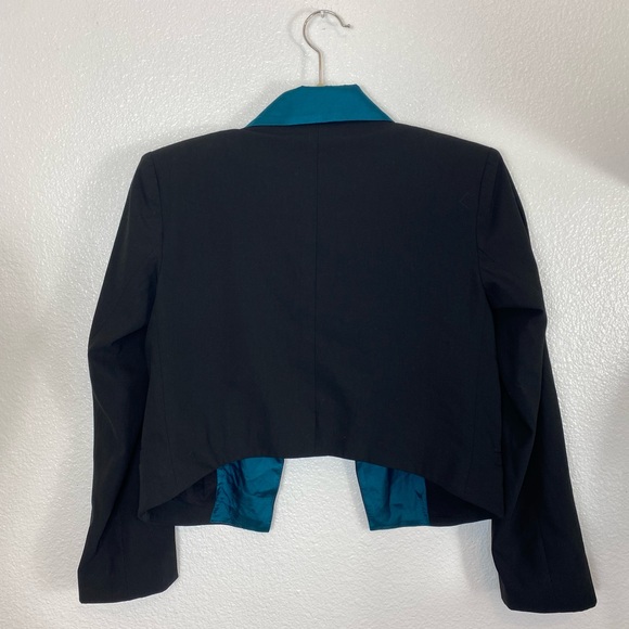 New Heidi Merrick Women’s Shaun Tuxedo Jacket Crop Blazer Size 0 Color Blocking - Picture 11 of 11